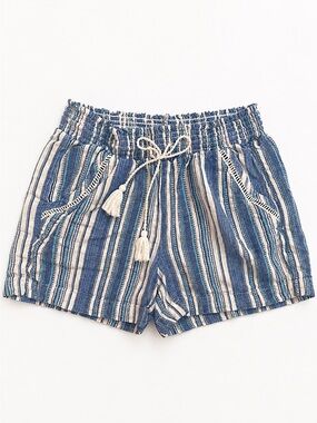 Briggs Striped Linen Blend Pull-On Shorts Blue White Size M